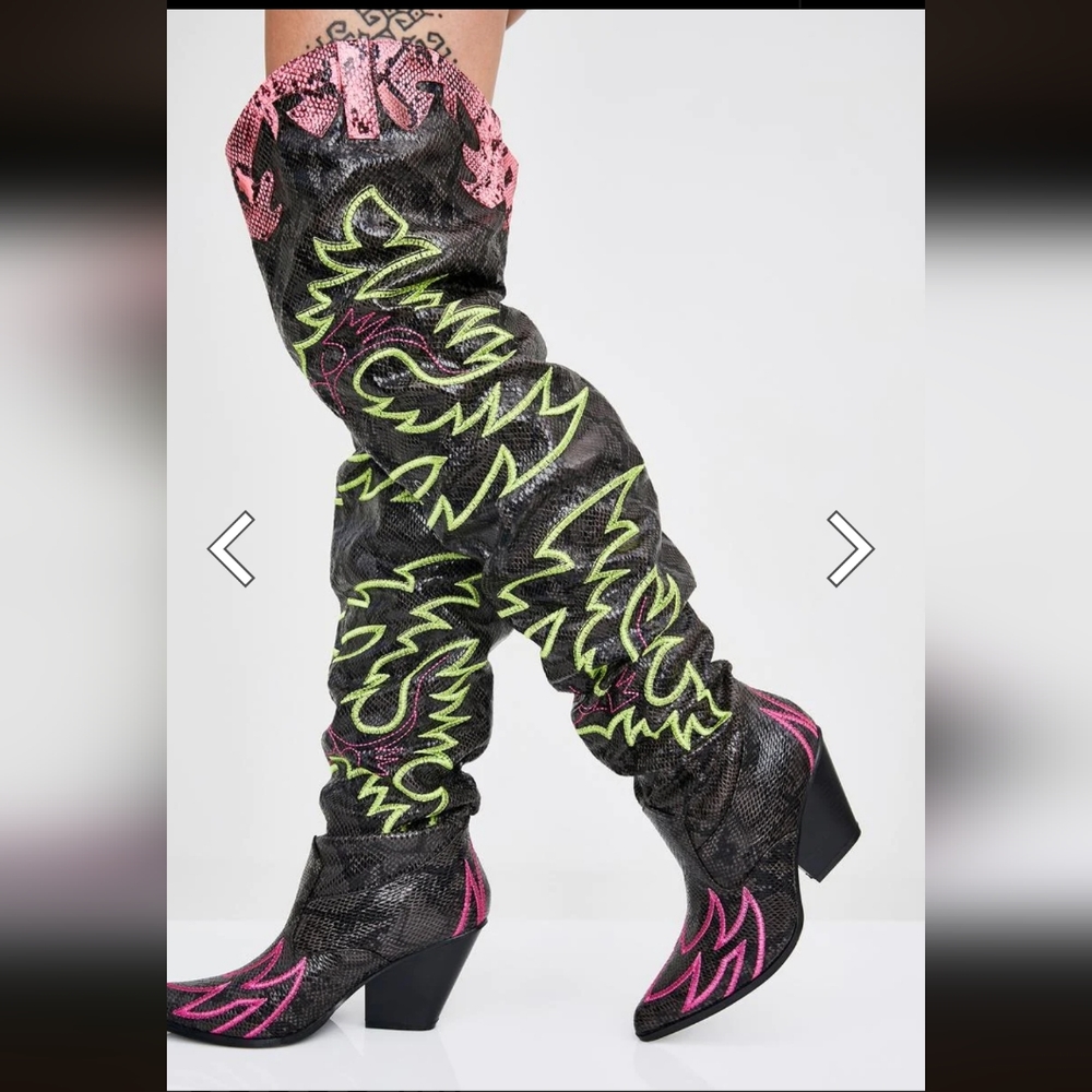 Thigh high cowboys boots